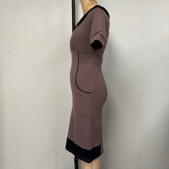 NWT Deadstock 2000s Color Block Brown Black Retro Pencil Dress - Picture 2 of 6